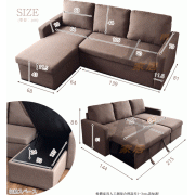 日式北歐布藝梳化床上拖式多功能客廳小戶型雙人懶人梳化 215cm sofa bed 3010